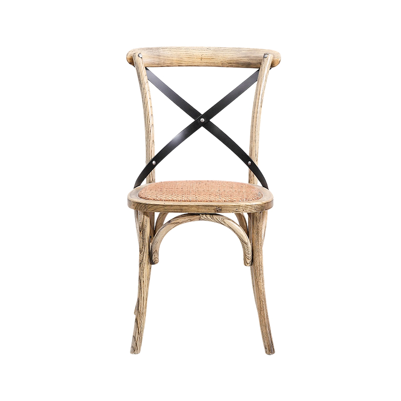 Cross Back Dining Chair na may Rattan Mat