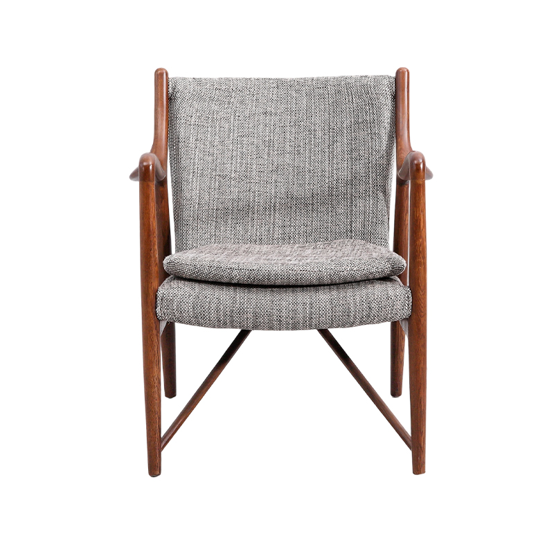 Cross brace Dining Upholstered Chair na may Curved Armrest
