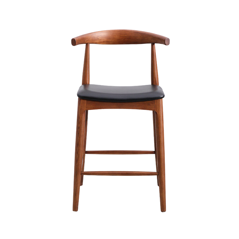 Leather Seat Bar Stool na may Curved Backrest