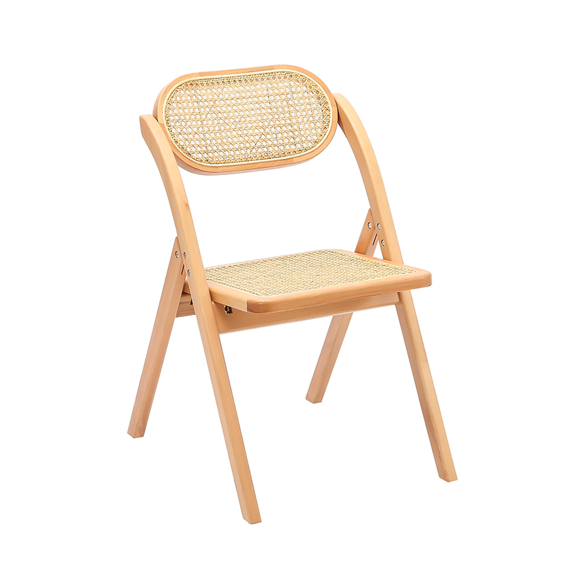 Folding Wood Chair na may Rattan Contact Surface