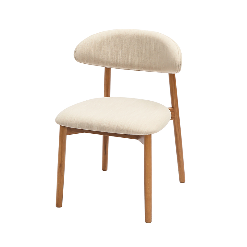 Oak Dining Upholstered Chair na may Off-white Cushion