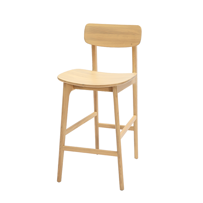 Arc Seat Dip Wood Bar Stool na may Backrest